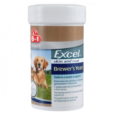 Вітаміни Excel Brewers Yeast 8in1 універсальні для собак та котів вітамінізовані пивні дріжджі з часником 70 г, 140 табл. 40 890 фото