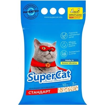 Supercat (Стандарт) Деревний наповнювач для котячого туалету, 3 кг 3550 фото