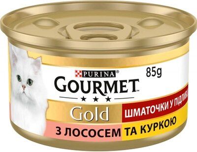 Gourmet Gold (Гурмет Голд) шматочки в соусі з лососем і курчам 85 г 18674  фото