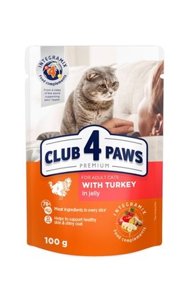 Club 4 Paws Premium (пауч) Консерви для кішок з індичкою в желе, 100 г B5611311 фото