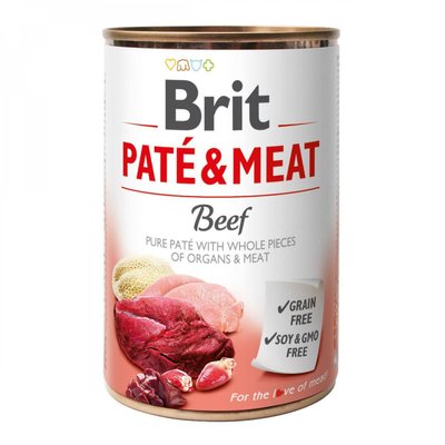 Brit Pate & Meat Beef Консерва для собак з яловичиною, 400 г 557400 фото