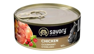 Savory Sterilized cat Chicken Консерва для стерилізованих кішок з куркою, 100 г 630747 фото