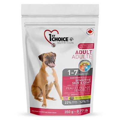 1st Choice Adult All breed Sensitive Skin&Coat Сухий корм для дорослих собак усіх порід з ягням та рибою 350 г 1220 фото