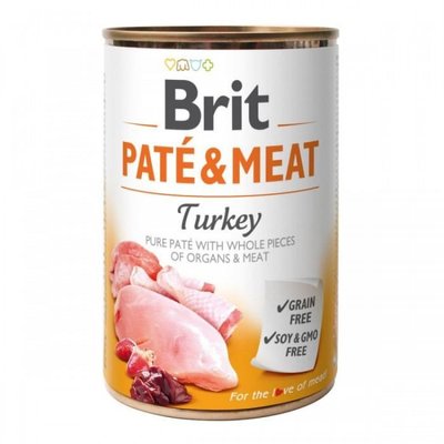 Brit Pate & Meat Turkey Консерва для собак с индейкой 400 г 100865/100074/0298 фото