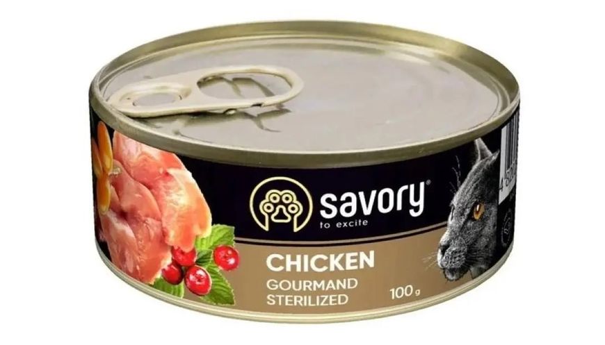 Savory Sterilized cat Chicken Консервы для стерилизованных кошек с курицей, 100 г 630747 фото