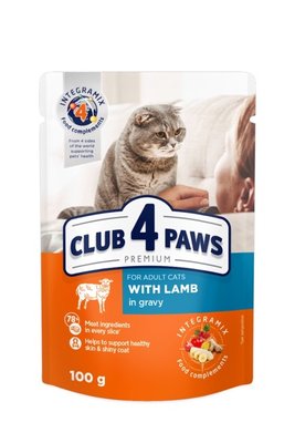 Club 4 Paws Premium (пауч) Консерви для кішок з ягням в соусі, 100 г 364270 фото