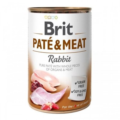 Brit Pate & Meat Rabbit Консерва для собак с кроликом 400г 100863/100076/0311 фото