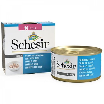 Schesir Kitten Tuna with Aloe влажный корм для котят с тунцом и алое в желе 85 г 750330 фото