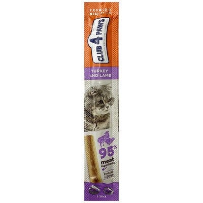 Club 4 Paws Premium Meat Stick Ласощі для кішок м'ясна паличка з індичкою і ягням, 5 г D5151106 фото