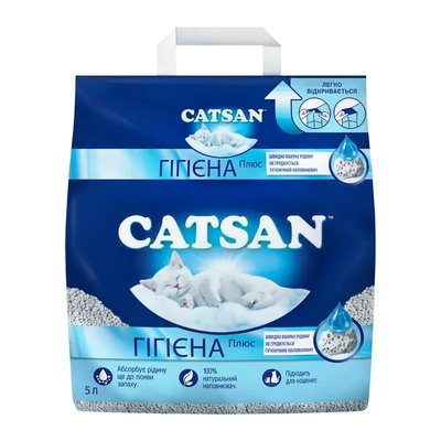 Catsan HYGIENE plus Всмоктувальний наповнювач для котячих туалетів, 5 л 008535 фото
