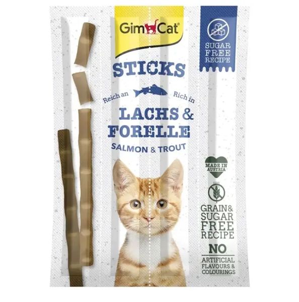 GimCat Sticks Salmon & Trout Колбаски для кошек с лососем и форелью G-400778 фото