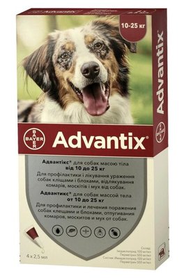 Bayer Advantix для собак від 10 до 25 кг 1 піпетка 17 073 фото