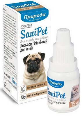 Лосьйон для догляду за очима ProVET SaniPet для котів та собак, краплі, 15 мл 020060 фото