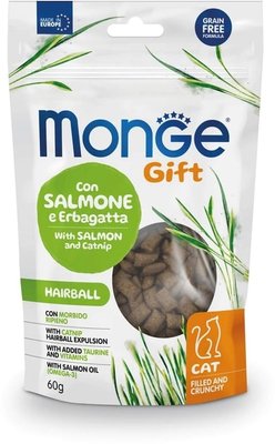 Ласощі для котів Monge Gift Cat Hairball лосось і котяча м'ята, 60 г 70085038 фото