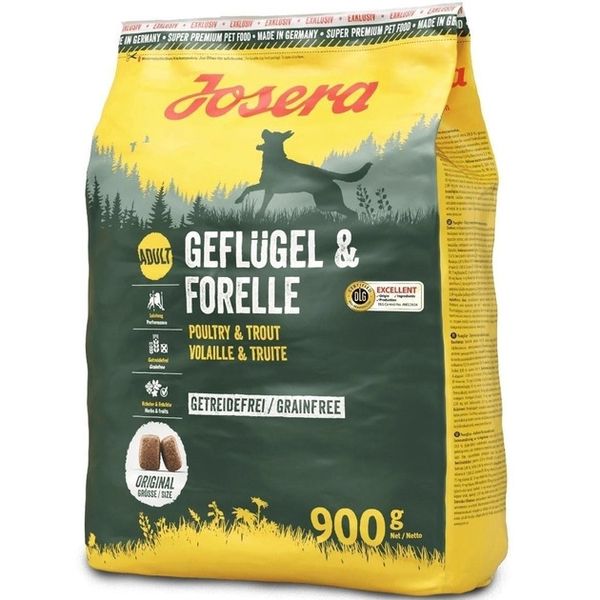 Josera Dog Geflugel & Forelle Беззерновой сухой корм с птицей и форелью для собак 900 г 748090 фото