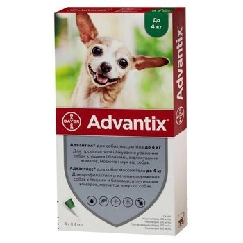 Bayer Advantix для собак до 4 кг 1 піпетка 17 075 фото