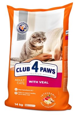 Club 4 Paws Premium Adult Veal Сухий корм для дорослих кішок з телятиною, 300 г B4610811 фото