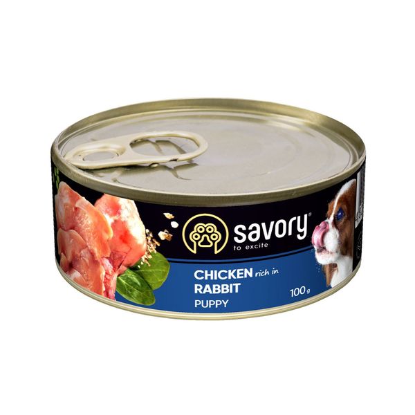 Savory puppy Chicken & Rabbit Консерва для цуценят з куркою і кроликом, 100 г 630563 фото