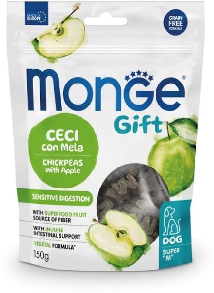 Лакомство для собак Monge Gift Dog Sensitive digestion нут с яблоком (веган), 150 г 170428 фото