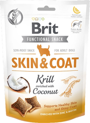 Brit Care Skin and Coat функциональные лакомства для собак с крилем и кокосом 150 г 111420/9963 фото