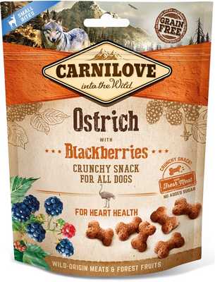 Ласощі для собак Carnilove Crunchy Snack зі страусом, ожиною та свіжим м'ясом, 200 г 100406/7274 фото