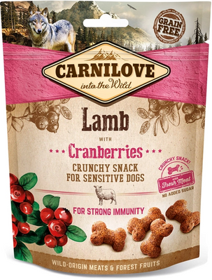 Ласощі для собак Carnilove Crunchy Snack з ягнятком, журавлиною та свіжим м'ясом, 200 г 100405/7250 фото