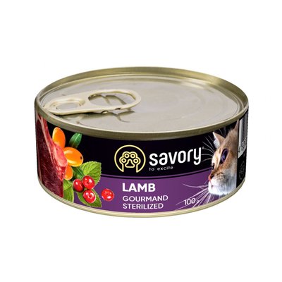 Savory Sterilized cat Lamb Консерва для стерилизованных кошек с ягненком, 100 г 30730 фото