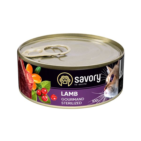 Savory Sterilized cat Lamb Консерва для стерилізованих кішок з ягням, 100 г 30730 фото