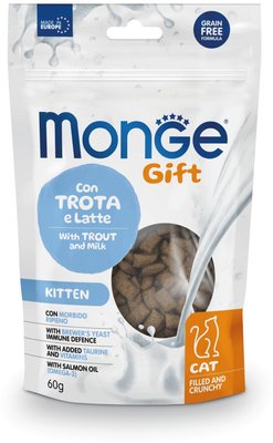 Ласощі для котів Monge Gift Cat Kitten форель і молоко 60 г 85014 фото
