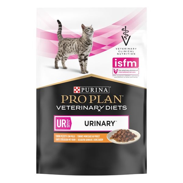 Purina Veterinary Diets UR Urinary Feline (пауч) Лечебные консервы для кошек при мочекаменной болезни, с курицей, 85 г 063786 фото