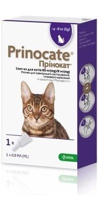 Prinocate Краплі для кішок вагою від 4 до 8 кг, 1 піпетка 720728 фото