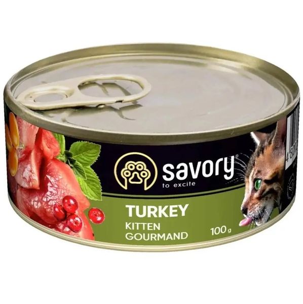 Savory kitten Turkey Консерва для кошенят з індичкою, 100 г 630679 фото