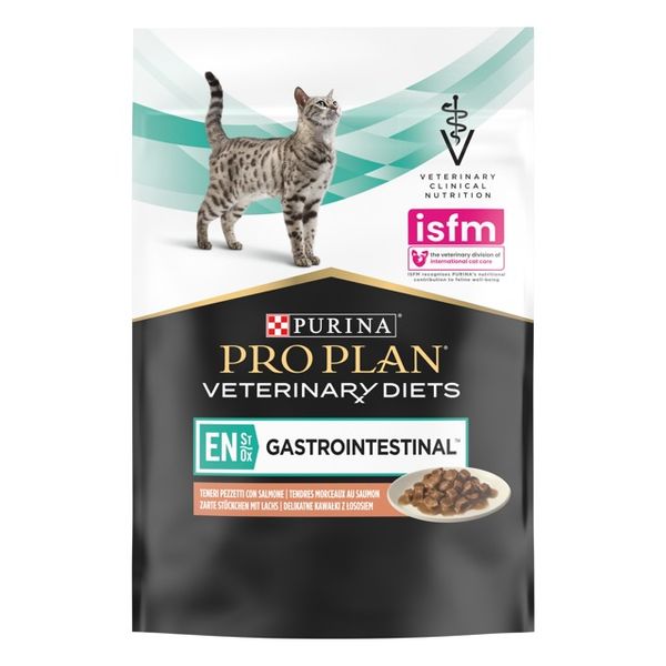 Purina Veterinary Diets EN Gastrointestinal (пауч) Лікувальні консерви для кішок при розладах травлення, з лососем, 85 г 983359 фото