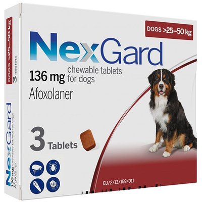 NexGard таблетки від бліх та кліщів для собак 25-50кг 1 таблетка 53784 фото