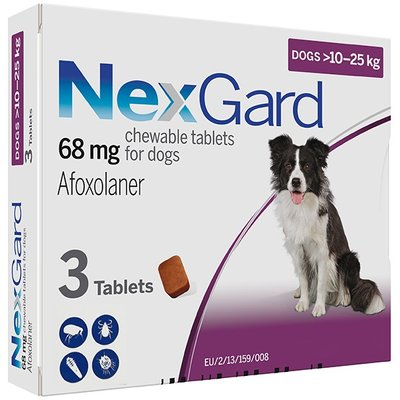 NexGard Таблетки від бліх і кліщів для собак вагою від 10 до 25 кг 1 таблетка 159902 фото